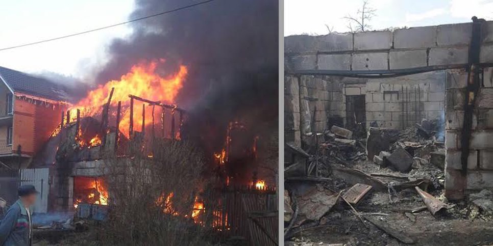 Фото: поджог дома Свидетелей Иеговы в Московской области, апрель 2017
