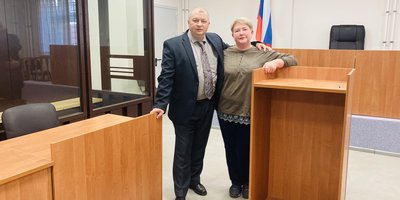 Aleksey and Yelena Kupriyanov in the court room. September 2023