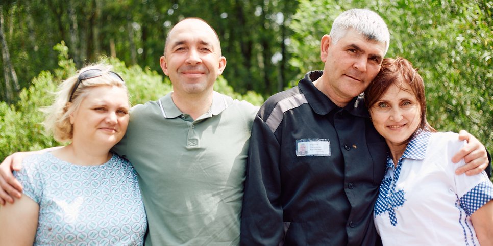 Denis Antonov and Aleksandr Korolev with their wives, June 14, 2024