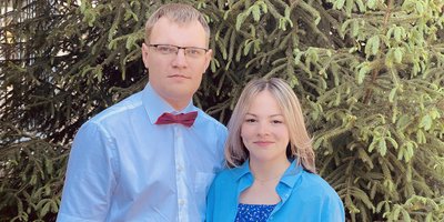 Anton Kuzhelkov with his wife Alena