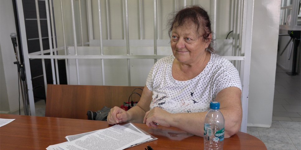 Lyudmila Zinina in the court room, June 2025