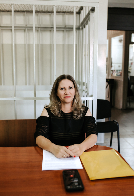 Irina Ushakova in the courtroom on the day of the verdict