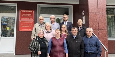Convicted Jehovah&rsquo;s Witnesses in front of the court. October 1, 2025.