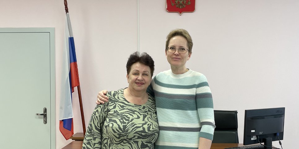 Larisa Potapova and Olga Kalinnikova in the courtroom, March 2025