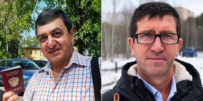 Gevorg Gevorkyan con su nuevo pasaporte ruso. A la derecha: Igor Petrov.